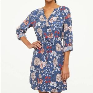 Loft floral tie waist shirt dress
